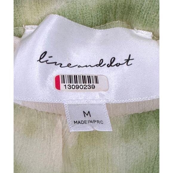 Line and Dot Palm Maxi Dress Cream Green Tie Straps Bohemian Beach Vacay M - Picture 4 of 9